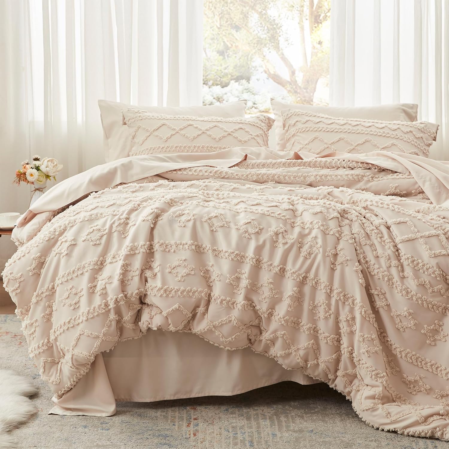 Boho Tufted Bed in a Bag Set - 7 Pcs All Season Bedding Comforter Set